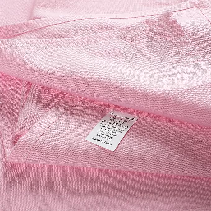 FINGERCRAFT Cloth Dinner Napkins Cotton Linen Fabric Soft Set of 12 Plain Reusable Washable for Dining Party Table Decoration 18x18 Inch Pink Lady