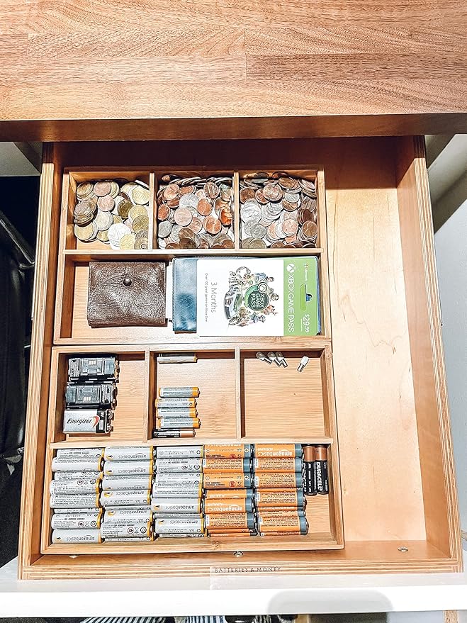 Lipper International 824, Bamboo Wood 4-Compartment Organizer Tray, 11 5/8" x 7 7/8" x 1 3/4"