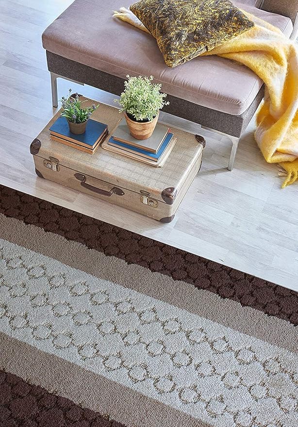 Custom Size Hallway Runner Rug Brown Color 31 inch Wide Select Your Length Non-Slip (Skid Resistance) Rubber Backing 15 feet x 31 inch