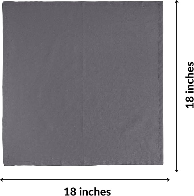 FINGERCRAFT Cloth Napkins, Cotton Linen Mitered Corner Soft Durable Washable Eco-Friendly Napkins Cloth 12 Pack, 18x18 inch Premium Quality for Home Hotel Parties Christmas Wedding Dinner Charcoal