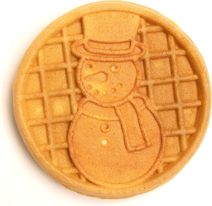 Nostalgia MyMini Personal Electric Snowman Waffle Maker, 5-Inch Cooking Surface, Waffle Iron for Hash Browns, French Toast, Grilled Cheese, Quesadilla, Brownies, Cookies, Blue