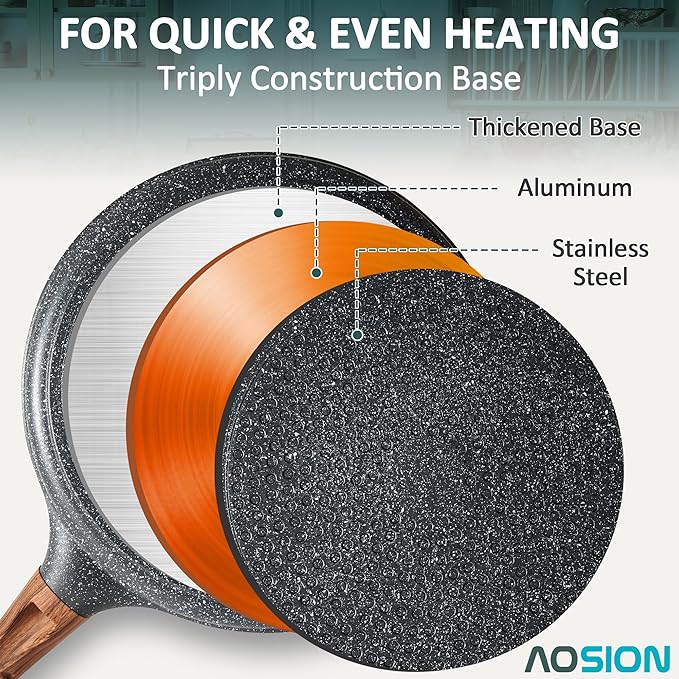 AOSION Crepe Pan 11 inch Nonstick Dosa Tawa Pan, Ceramic crepe pan,Tortilla Pan for Pancake Omelette Steak Frying Egg with Ergonmic Handle,For All Stoves