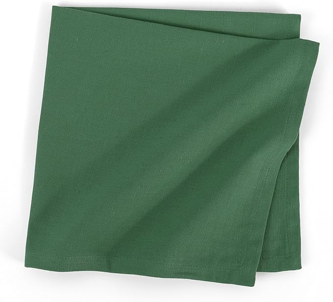 FINGERCRAFT Dinner Cloth Napkins, Cotton Linen Blend Mitered Corner Napkins Cloth 12 Pack Natural Premium Quality for Every Day Use, Parties, Weddings, 18x18 inch Christmas Special Color Eden Green