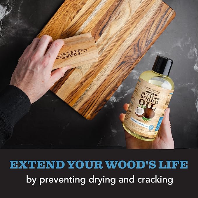 CLARK'S Cutting Board Oil - Food Grade Mineral Oil for Cutting Board - Coconut Extract