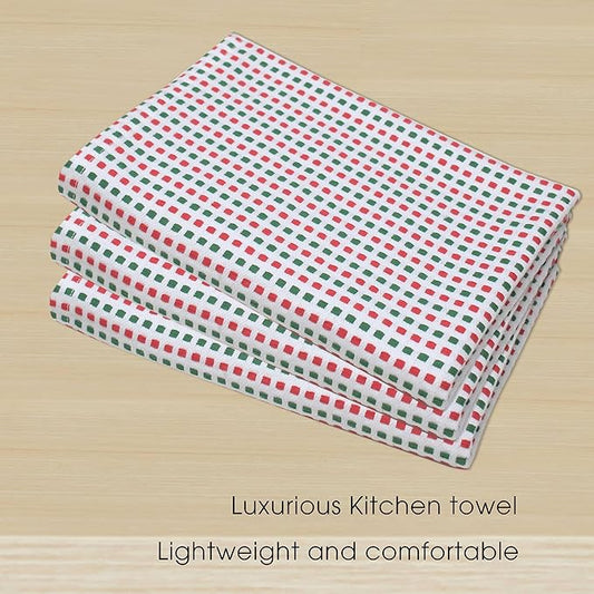 Urban Villa Christmas Kitchen Towels 100% Cotton Dish Towels for Kitchen (Set of 6) 20”x30” Dish Cloths Highly Absorbent Kitchen Linen Set with Hanging Loop Perfect for Drying Dishes-Red Green White