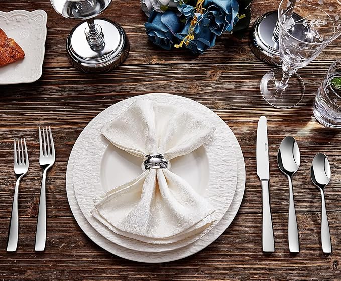 KEAWELL Premium 9.5" Louis Dinner Knives, Set of 4, Stainless Steel Dishwasher Safe, Serrated Knives (Plain)