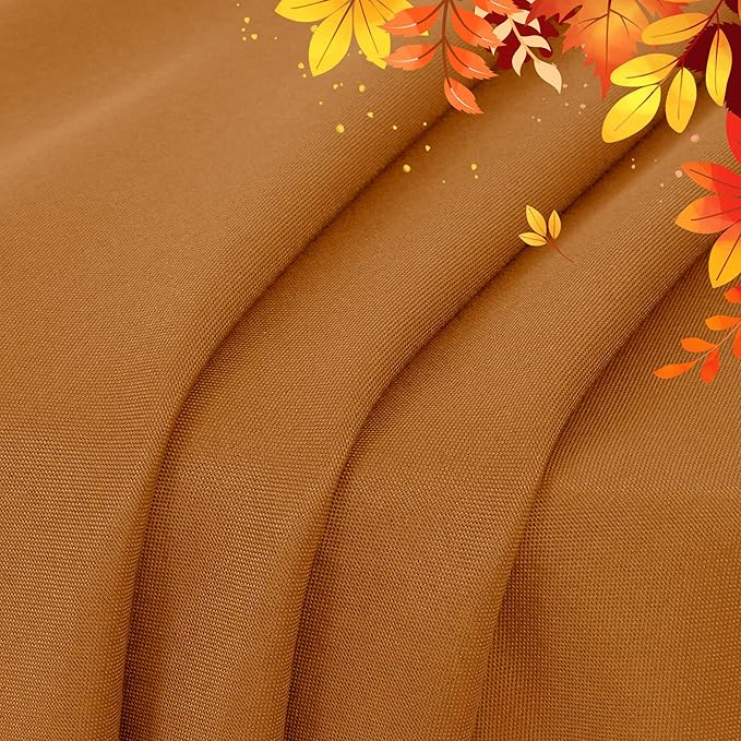 sancua Round Tablecloth 70 Inch(Fits 20-58 Inch Tables) Light Brown- Water Resistant Spill Proof Washable Polyester Fall Table Cloth Decorative Fabric Cover for Dining Thanksgiving Parties, Bronze