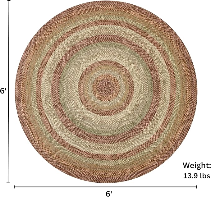 Homespice Harvest Multicolor Round Braided Rug, Jute, 6' - Perfect Country Decor for Living Room, Dining Room, Everywhere