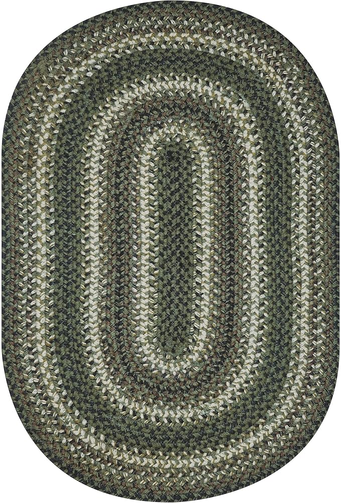 Homespice Pinecone Small Oval Rug 27x45 - Rustic Green Braided Rug for Kitchen and Bathroom, Reversible, Pet Friendly, No Shed Jute for Easy Maintenance