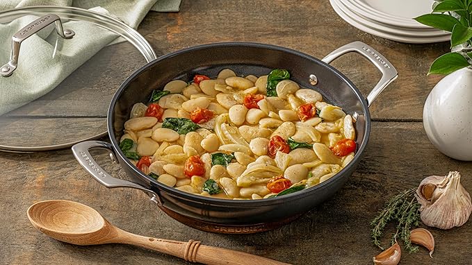 Le Creuset Essential Non-stick Ceramic Shallow Braiser with Glass Lid, 3.9 qt.