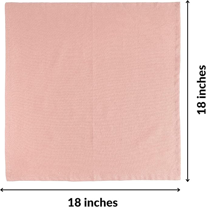 Fingercraft Cloth Napkins Set of 12, Cotton Linen Blend Napkins Cloth Washable Premium Quality Parties, Weddings, Mitered Dinner Napkin for Home Parties Christmas Thanksgiving 18x18 in Dusty Pink