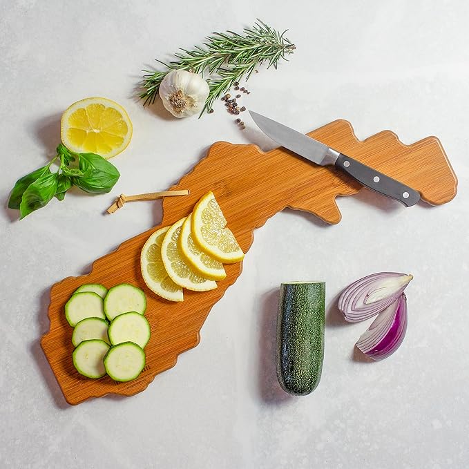 Totally Bamboo Grand Canyon National Park Shaped Cutting Board and Charcuterie Serving Platter with Artwork by Summer Stokes, Includes Hang Tie for Wall Display