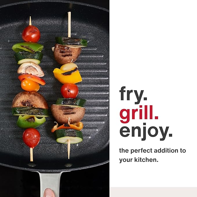 Zyliss Ultimate Pro Nonstick Grill Pan - Hard Anodized Grill Pan with Pour Spout - Non-Stick Stainless Steel Cookware - Scratch-Resistant and Dishwasher-Safe Pan - 10 inches