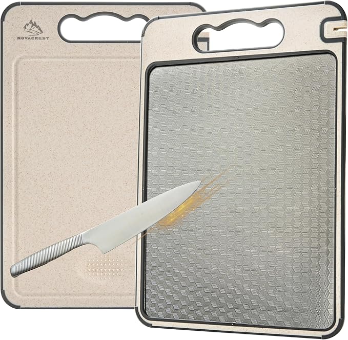 NovaCrest Steel Cutting Boards for Kitchen – Heavy-Duty, Rust-Resistant Cutting Board Stainless Steel – Dishwasher Safe Metal Chopping Board for Kitchen, Meat, Vegetables & More