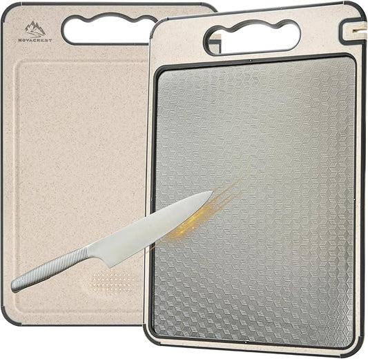 NovaCrest Steel Cutting Boards for Kitchen – Heavy-Duty, Rust-Resistant Cutting Board Stainless Steel – Dishwasher Safe Metal Chopping Board for Kitchen, Meat, Vegetables & More