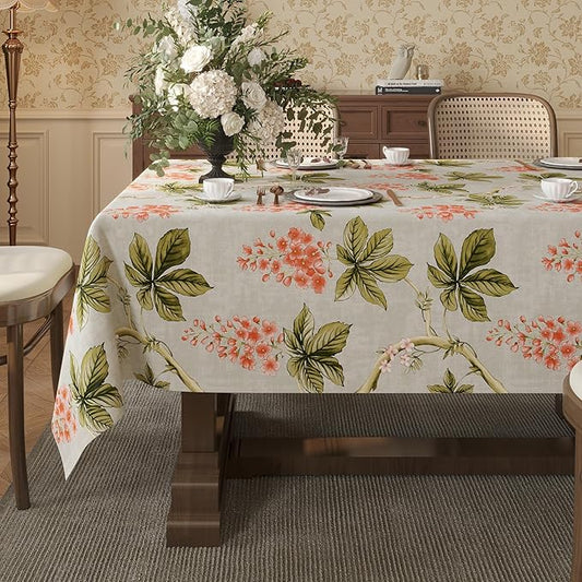 Square Table Cloth,100% Waterproof Tablecloth Oil Proof Spill Proof Vinyl Table Cloth, Wipe Clean Plastic Table Cover for Dining, Camping, Indoor and Outdoor 54" x 54",Flower