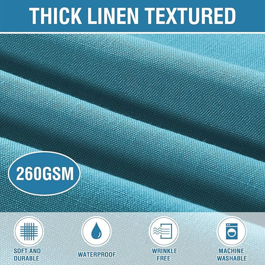 H.VERSAILTEX Linen Textured Table Cloths 60 x 104 Inch Premium Solid Tablecloth Spill-Proof Waterproof Table Cover for Dining Buffet Feature Extra Soft and Thick Fabric Wrinkle Free, Teal