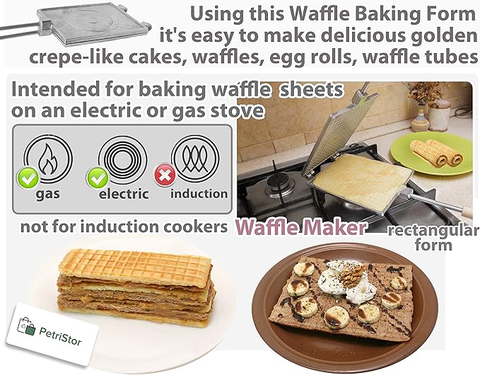 Waffle Maker rectangular shape - Waffle Cone Maker - Krumkake Iron - Wafer Maker - Waffle Makers - Waffle Cone Maker Machine - Stroopwafel Maker - Ice Cream Cone Maker - Wafer Iron - Вафельница