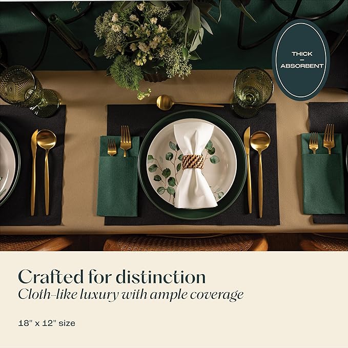 Disposable Champagne Paper Placemats for Dining Table - 100-Pack 18" x 12" Cloth-Like Rectangle Paper Placemats for Baby, Kids, Party Or Weddings.