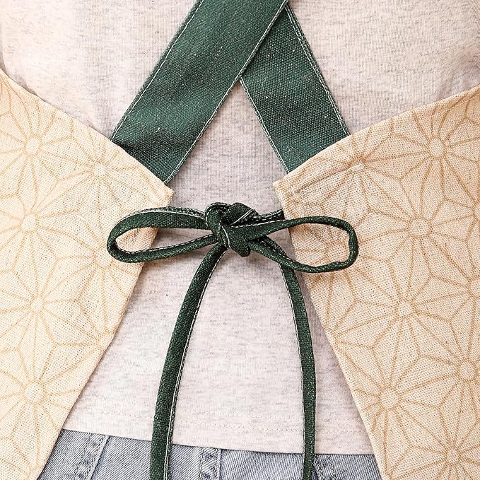 patdrea Blue Floral Linen Apron with Pocket,French Kitchen Garden Chef BBQ Aprons for Women and Men,Crisscross Back Straps