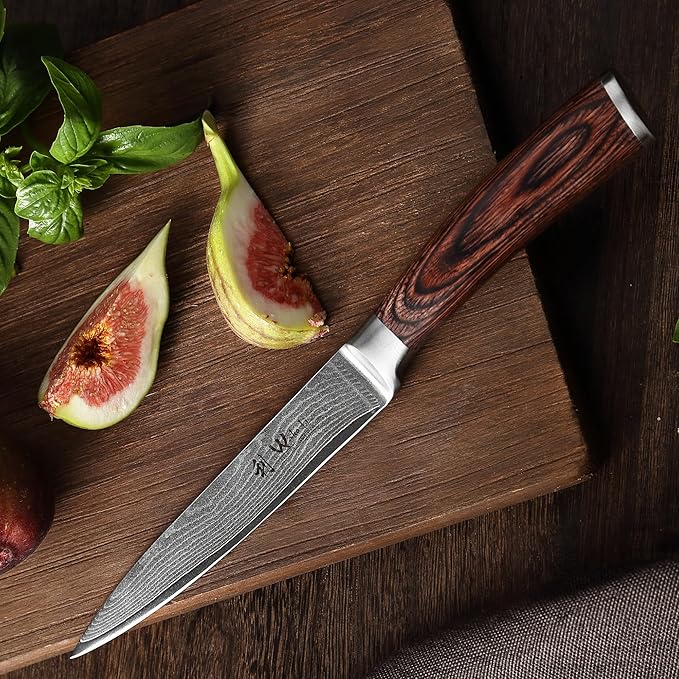 Wakoli EDIB Damascus Utility Knife – 4.9-Inch Kitchen Knife for Everyday Use, 67-Layer Damascus Steel Blade with VG10 Core, Ergonomic Pakkawood Handle – Professional Cooking Knife in Premium Gift Box