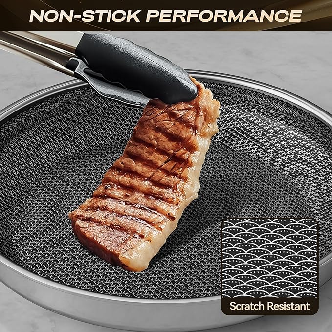 Hybrid Nonstick 10 Inch Frying Pan,Non Stick Frying Pan,PFAS PFOA PTFE Free,Stay-Cool Handle, Dishwasher-Friendly, Oven-Safe Up to 600°F, Induction Ready, Compatible with All Cooktops