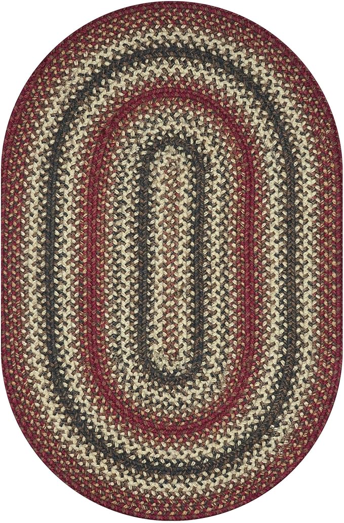 Homespice Chester Oval Woven Rug 5x8' - Cabin Style Natural Rugs for Living Room and Bedroom