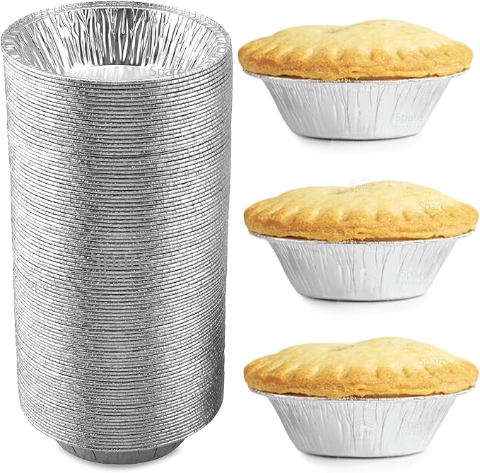 Spare Essentials (120 Pack) 5" Aluminum Pie Pans 5 Inch, Mini Pie Tins Disposable, 5 Inch Aluminum Foil Pie - Individual Pie Pans perfect for Baking, Storing & Reheating Pot Pies Small Pie Tins