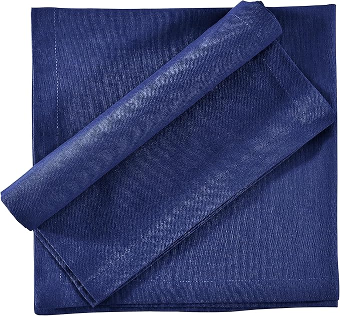 FINGERCRAFT Dinner Cloth Napkins, Cotton Linen Blend Mitered Corner Napkins Cloth 12 Pack Natural Premium Quality for Every Day Use, Parties, Easter, Weddings, 18x18 inch Bellwether Blue