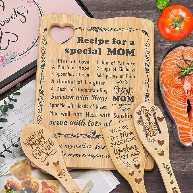 YUEYUQIU Mothers Day Gifts for Mom -Birthday Gifts for Mom from Daughter Son, Mom Cutting Board Set Present, Ideal Mothers Day Thanksgiving Christmas Gifts for Mom - Kitchen Decor Gifts for Mother