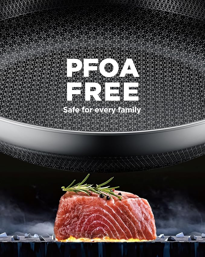 Yonida Non Stick Frying Pans with 2 Lids, 8+10+12 inch, Hybrid Frying Pans Set Nonstick,Skillets Stainless Steel Upgrade, Dishwasher & Oven-Safe, Induction Compatible Cooking Pan, PFOA Free Cookware