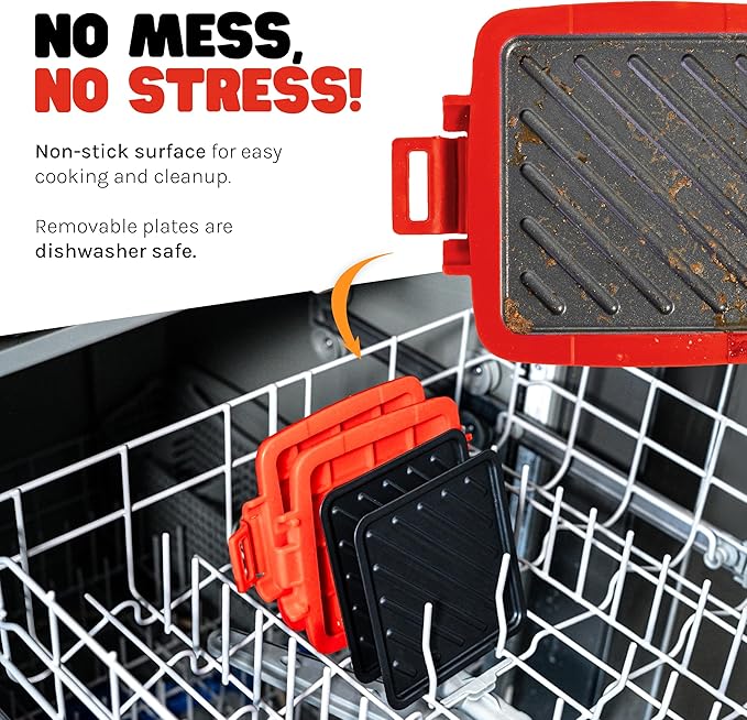 Toastie Maker, Microwave Grill, Sandwich Toaster, 3 Minute Grilled Cheese, Crispy, Panini Press, Dishwasher Safe, Office, Home, Travel & School Dorms (Red)