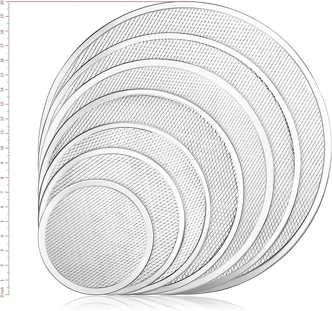 New Star Foodservice 50974 Restaurant-Grade Aluminum Pizza Baking Screen, Seamless, 16-Inch, Pack of 6