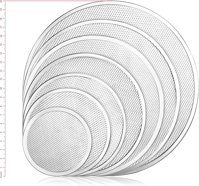 New Star Foodservice 50943 Restaurant-Grade Aluminum Pizza Baking Screen, Seamless, 10-Inch, Pack of 6
