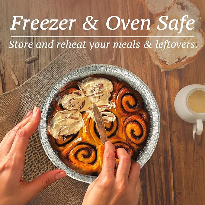 Spare Essentials (55 Pack) 7" Round Foil Pans with Lids - Small Aluminum Pans - Freezer & Oven Safe Round Aluminum Pans with Lids - Takeout Containers for Baking, Roasting, Air Fryer Food Storage