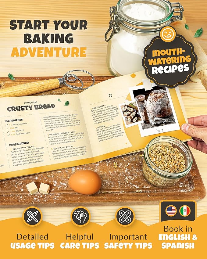 CRUSTLOVE Loaf Pan for Bread Baking - incl. Sourdough Bread-Baking Supplies like Banneton Bread-Proofing Basket - 2QT Enameled Oval Cast Iron Dutch Oven, Bread-Oven, Sour Dough Bread-Banking-Pan Tools