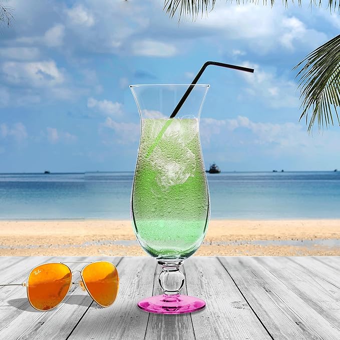 DISCOUNT PROMOS Libbey Hurricane Glasses 16 oz. Set of 12, Bulk Pack - Branded Drinkware for Cocktail, Pina Colada or Mudslide - Pink