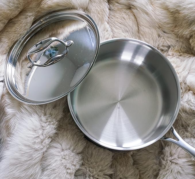 Tuxton Home Duratux Tri-Ply 1.5-Quart Sauce Pan with Lid, Silver; Stainless Steel, PTFE & PFOA Free, Freezer to Oven Safe, Induction Compatible