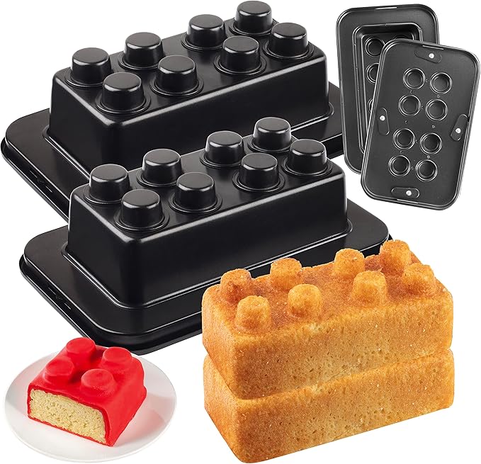 CucinaPro Brick Building Cake Pan Mold, 2 Pack- Build, Decorate, Stack 9" 3D Shaped Cakes - Adult Birthday Parties, Special Occasion or Celebration Gift, Easy to Use NonStick Oven Bakeware