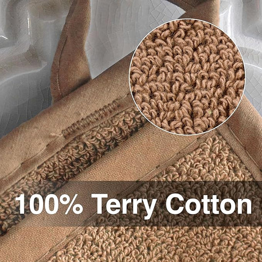RITZ Terry Pocket Mitt & Hot Pad: Unparalleled Heat Resistant, Durable 100% Cotton – Ergonomically Designed for Optimal Grip – Easy-Care Machine Washable – 4-Pack, Mocha Brown