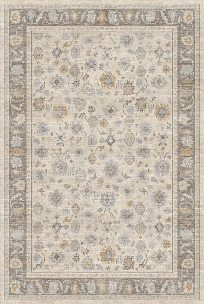 Kuden 3x5 Small Rug, Machine Washable, Non-Slip Backing, Vintage Style, Soft, Low Pile, Area Rugs for Entryway Kitchen Indoor Entrance