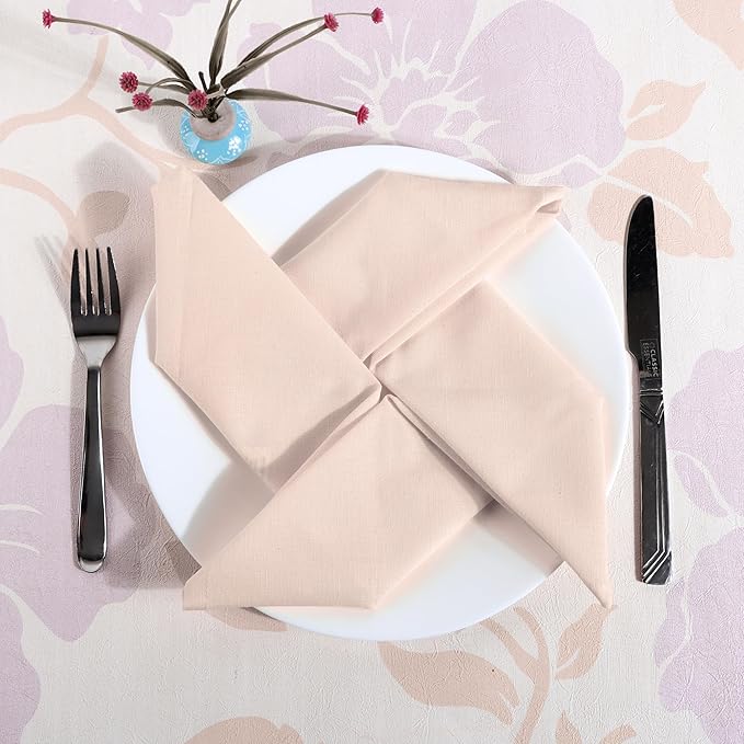 Cloth Napkins Dinner Washable Set of 4 in Cotton Linen Fabric Premium Quality, Mitered Corners for Reusable Every Day Use Pre Shrunk and Good Absorbency Christmas Cloth Napkins (Pack of 4, Peach)