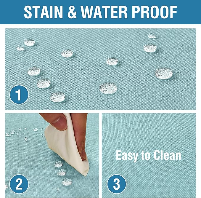 H.VERSAILTEX Linen Textured Table Cloths Round 70 Inch Premium Solid Tablecloth Spill-Proof Waterproof Table Cover for Dining Buffet Feature Extra Soft and Thick Fabric Wrinkle Free, Aqua
