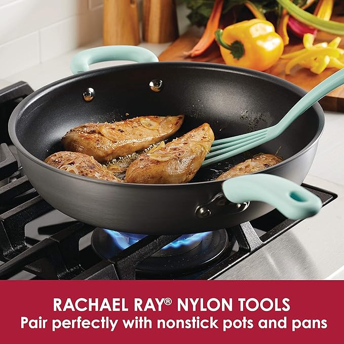 Rachael Ray KitchenTools and Gadgets Nylon Cooking Utensils / Spatula / Fish Turners - 2 Piece, Red