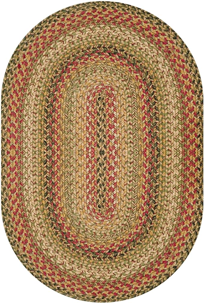 Homespice Kingston Oval Kitchen Rugs 2x3' - Multicolor Braided Rugs for Country Decor, Durable No Shed Jute for Low Maintenance