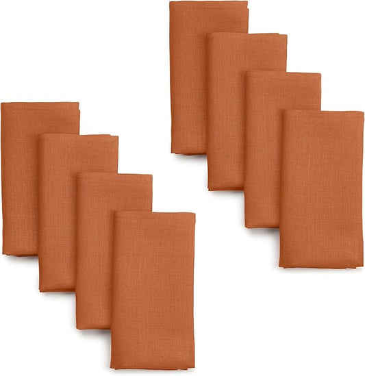 D'Moksha Homes Rust Linen Napkins 18 x 18 Inch - 100% Pure Linen Cloth Washable Dinner Napkins Set of 8 for Spring, Easter