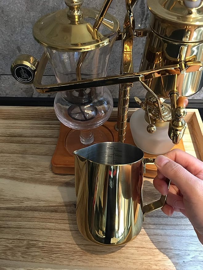 32oz Stainless Steel Milk Frothing Pitcher - Double Measurement Scale, Perfect for Latte Art, SUS304, 900ML Golden