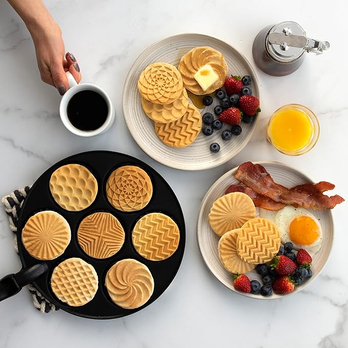 Nordic Ware Nonstick Pancake Pan, Heavy Aluminum, 7 Round Cups, For Gas, Electric, Ceramic Stovetops, Made in USA