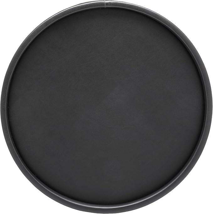 Kraftware Round Leatherette Serving Tray, Black - 14 Inch
