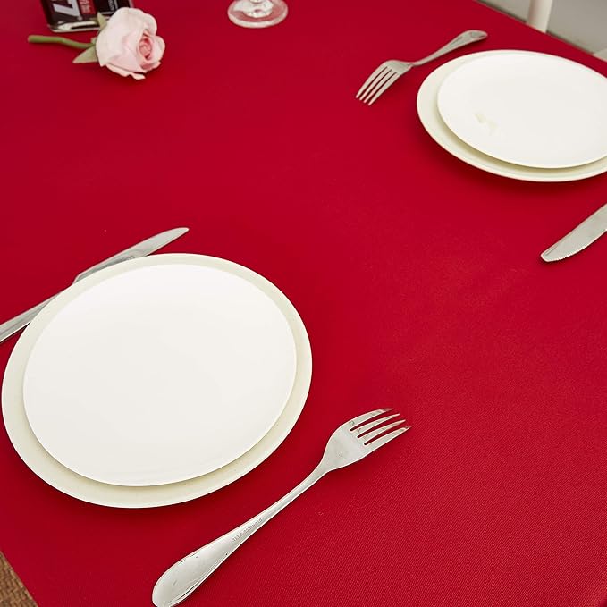Obstal 210GSM Square Red Tablecloth, Christmas Decorations Table Cloth Waterproof, Table Cover Protector for Holiday Party Use (Rio Red,60 x 60 Inch)